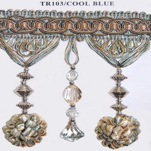 Tr103 Cool Blue 39-3 by Norbar Fabric 4 3/4" BEAD WITH TASSEL - Fabric Carolina -