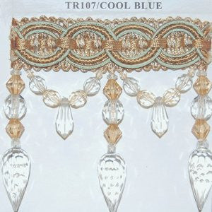 Tr107 Cool Blue 39-3 by Norbar Fabric 4" GIMP WITH BEAD - Fabric Carolina -