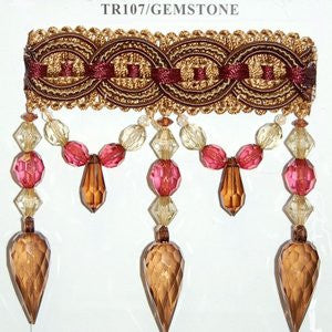 Tr107 Gemstone 33-7-17 by Norbar Fabric 4" GIMP WITH BEAD - Fabric Carolina -