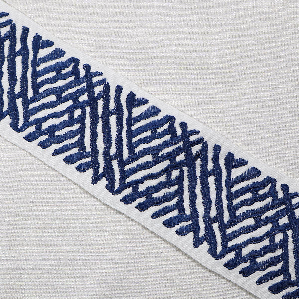 Trelli Emb Tape Marine by Magnolia Trim - 100% Cotton, Emb Vis India Horizontal: and Vertical: 4 - Fabric Carolina -