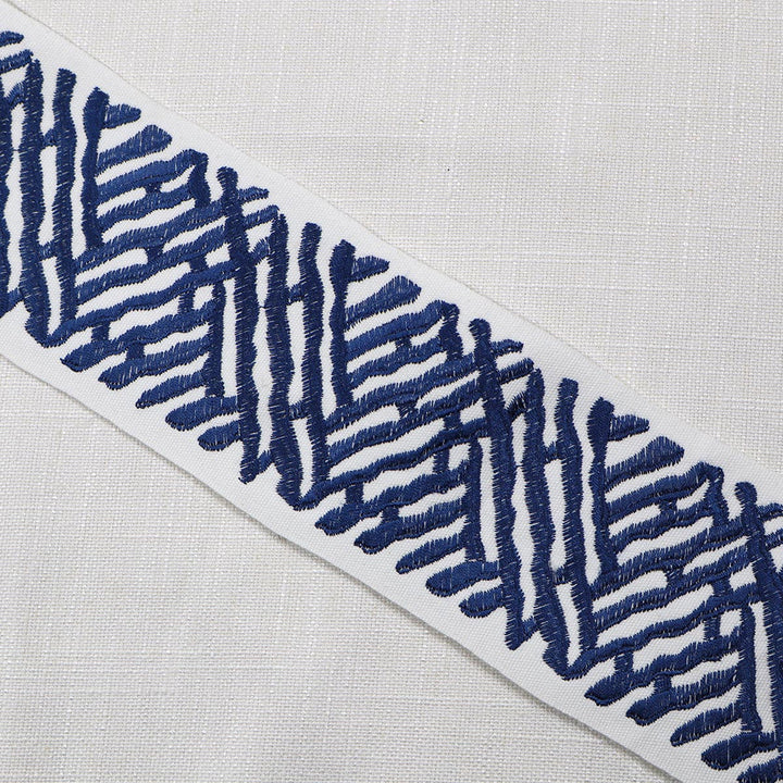 Trelli Emb Tape Marine by Magnolia Trim - 100% Cotton, Emb Vis India Horizontal: and Vertical: 4 - Fabric Carolina -