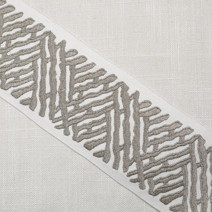 Trelli Emb Tape Platinum by Magnolia Trim - 100% Cotton, Emb-Lurex India Horizontal: and Vertical: 4 - Fabric Carolina -