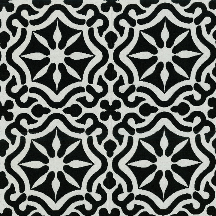 Tilework 909 Midnight by SolarShade Designer Fabric 100% Solution Dyed Polyester CN 20,000 Double Rubs (Wyzenbeek) </p><p>Repeat: Horizontal: 7.25 in. (18.4 cm) up the roll and Vertical: 7.37 in. (18.7 cm) across the roll 54 in. (137 cm) - Swanky Fabrics -