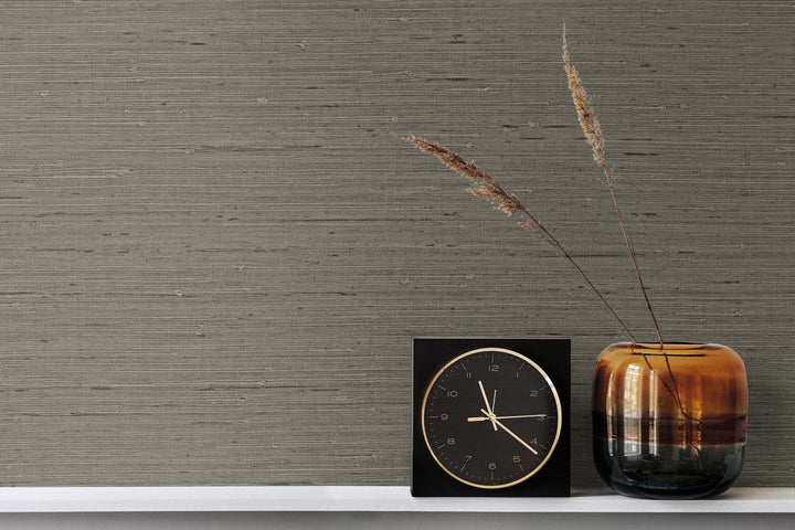 Seahaven Rushcloth Black Pepper TS80706 by Seabrook Designs Designer Wallpaper
