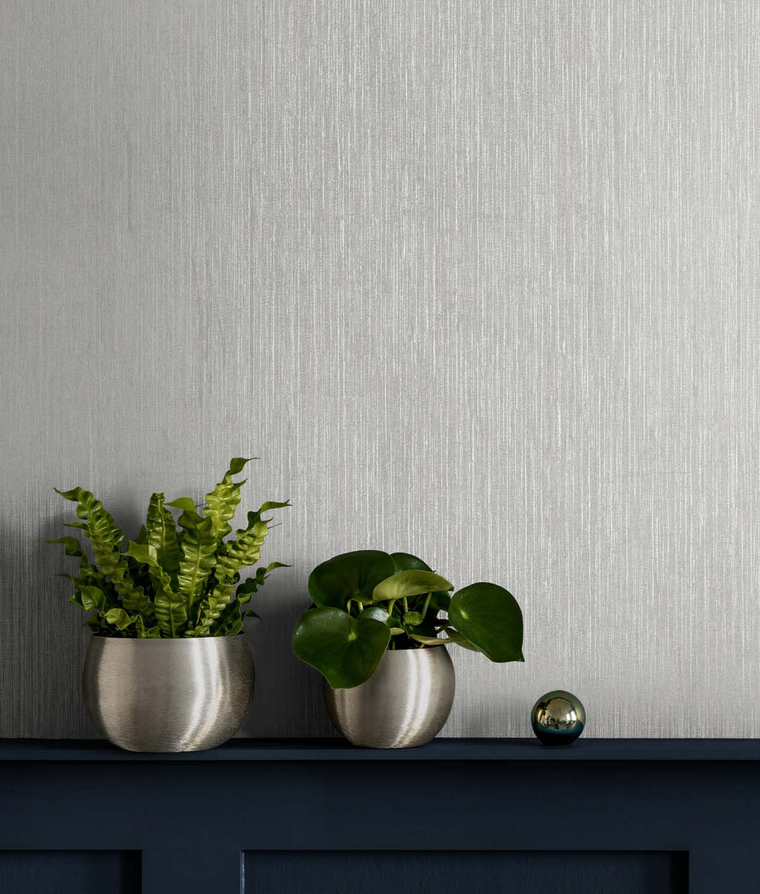 Vertical Stria Metallic Silver TS80918 by Seabrook Designs Designer Wallpaper