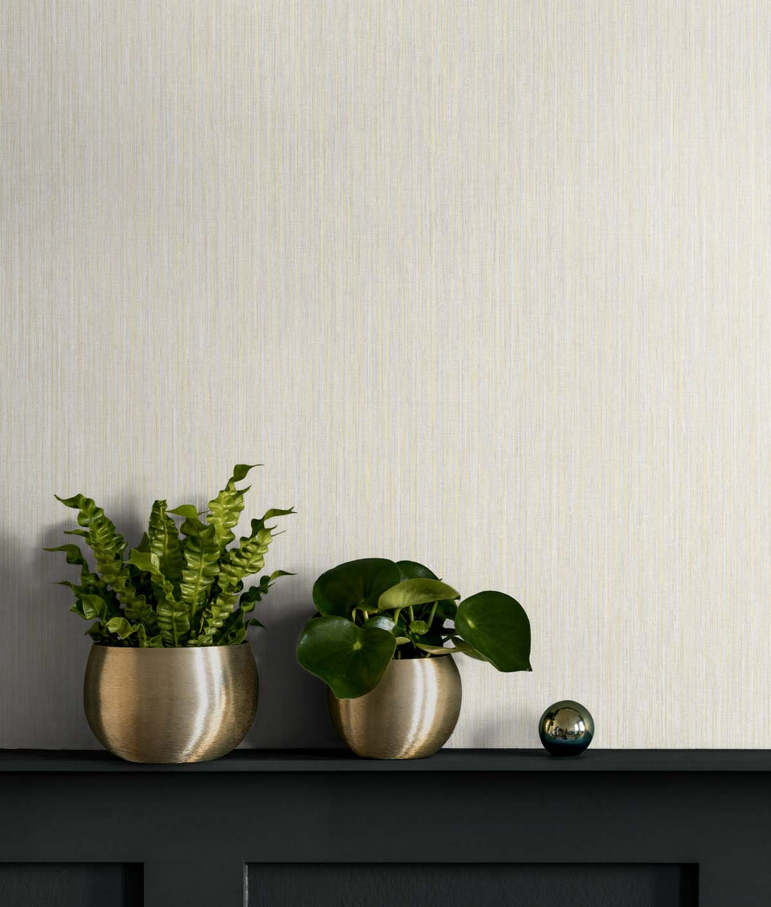 Vertical Stria Ivory & Metallic Champagne TS80935 by Seabrook Designs Designer Wallpaper