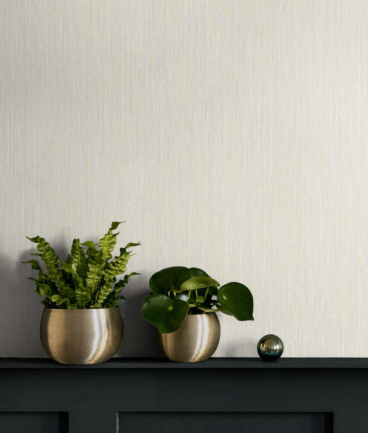 Vertical Stria Ivory & Metallic Champagne TS80935 by Seabrook Designs Designer Wallpaper