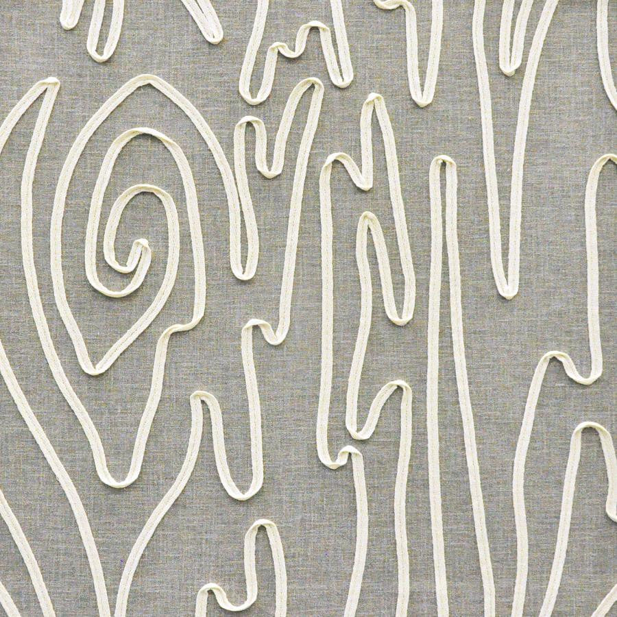 Tether # 412 Pewter by Maxwell Designer Fabric Color Theory-Vol.Vi Flagstone BASE: 52% RECYCLED POLYESTER/48% POLYESTER EMB: 100% COTTON INDIA V-18.5"H-25.25" 55.5" - Swanky Fabrics -