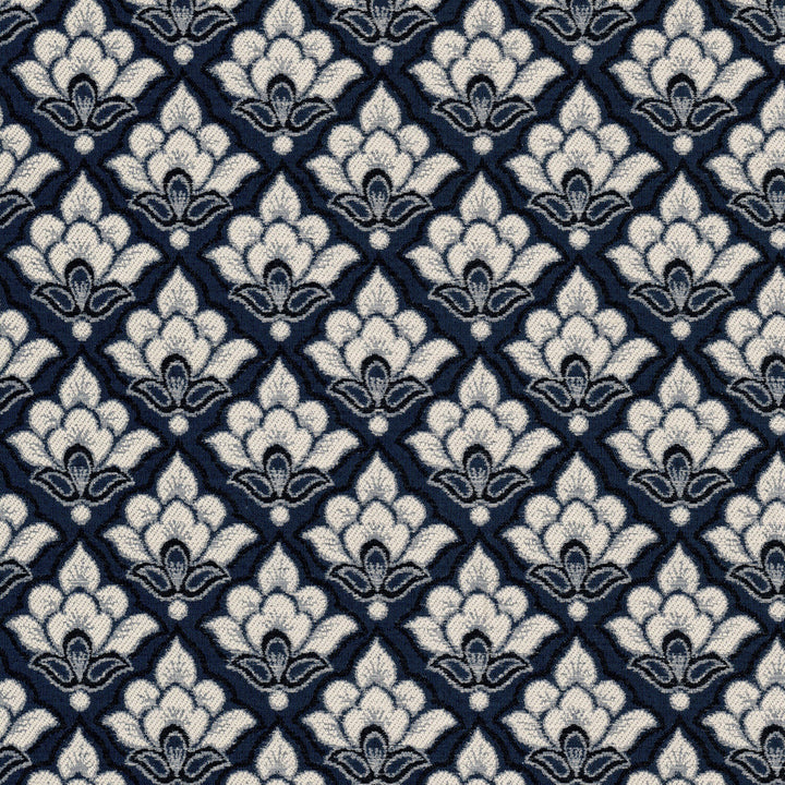 Turret 7 Navy by Stout Fabric Stout Fabric Turret 7 NavyFabric Great Impressions Blue/Spa 52%Svi 32%Pol 16%Cot USA </p><p>Repeat: H: 4.875, V: 5.25 57.5 in - Fabric Carolina -
