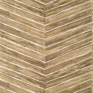 Wood Herringbone Natural on Metallic Silver TWW14573 by Thibaut Wallpaper