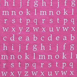 Type Write Begonia 2570811000 by Carole Fabric Exclusive Emblazon 60% Rayon, 40% Polyester USA H: 5-1/2"V, 13-1/2"H  54" Minimum (See sample for specifics) - Fabric Carolina - Carole Exclusive