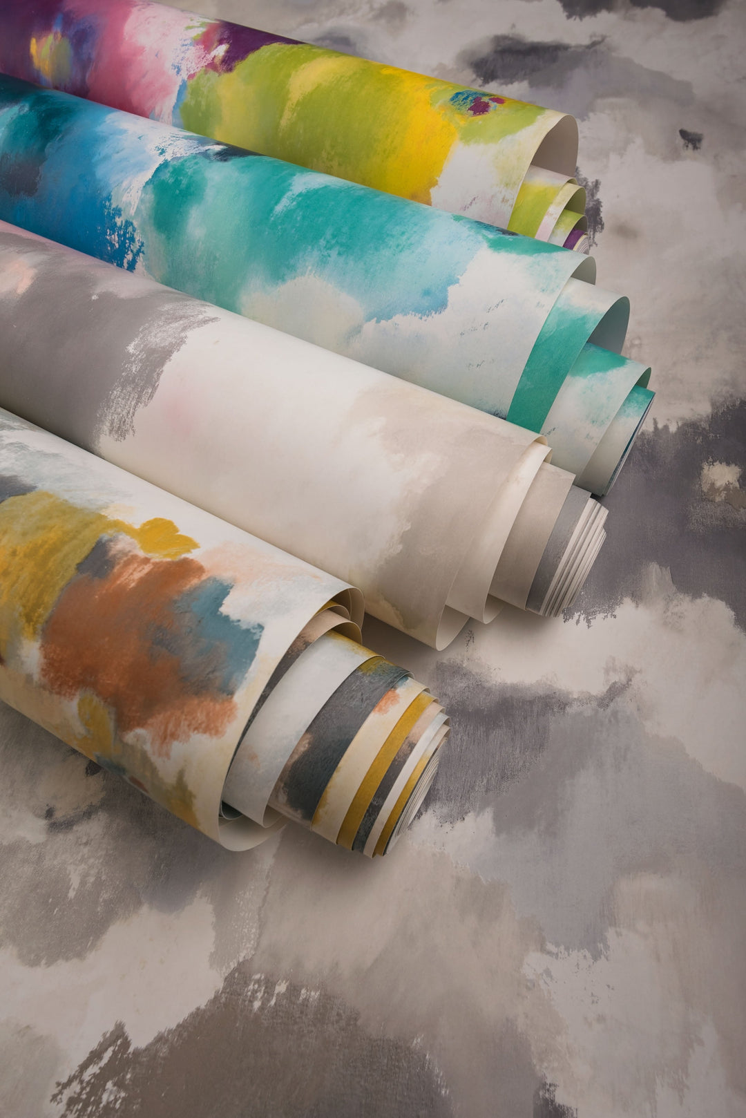 Impressionist Floral Copper & Blue Wallpaper by York Wallcoverings Designer