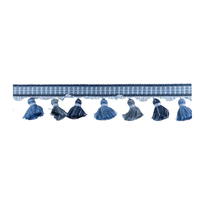 Ulster Tassel Fringe 2 Denim by Stout Trim Stout Trim Ulster Tassel Fringe 2 DenimTrim NEW TRADITIONS TRIM 89%SVI 11%POL CHINA </p><p>Repeat: H: 3.000, V: 0.000 1.5 in - Fabric Carolina -