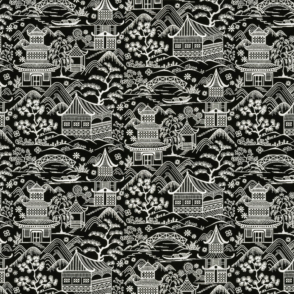 Upsala 2 Black/White by Stout Fabric RAINBOW LIBRARY FOG/COAL 76%POL 24%COT %VEMB INDIA Horizontal: 25.375 and Vertical: 17.875 50.75 in - Fabric Carolina -