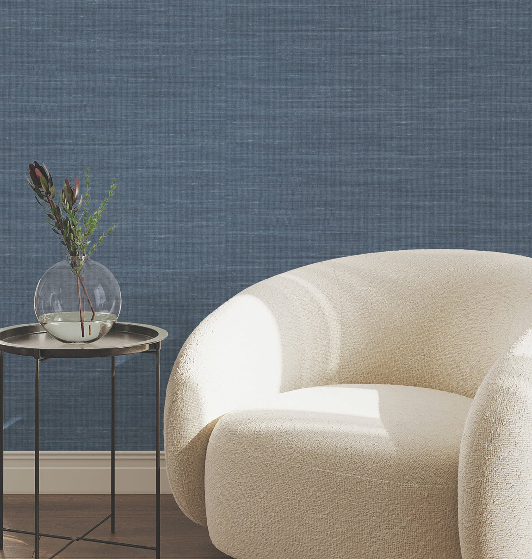Sari Silk Denim Faux Fabric Wallpaper by York Wallcoverings Designer