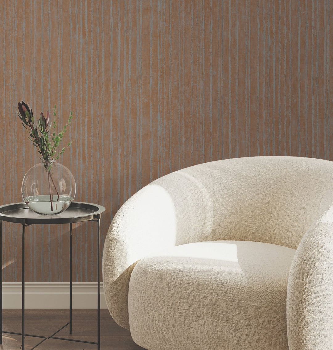 Precious Metal Copper Corrugated Wallpaper by York Wallcoverings Designer