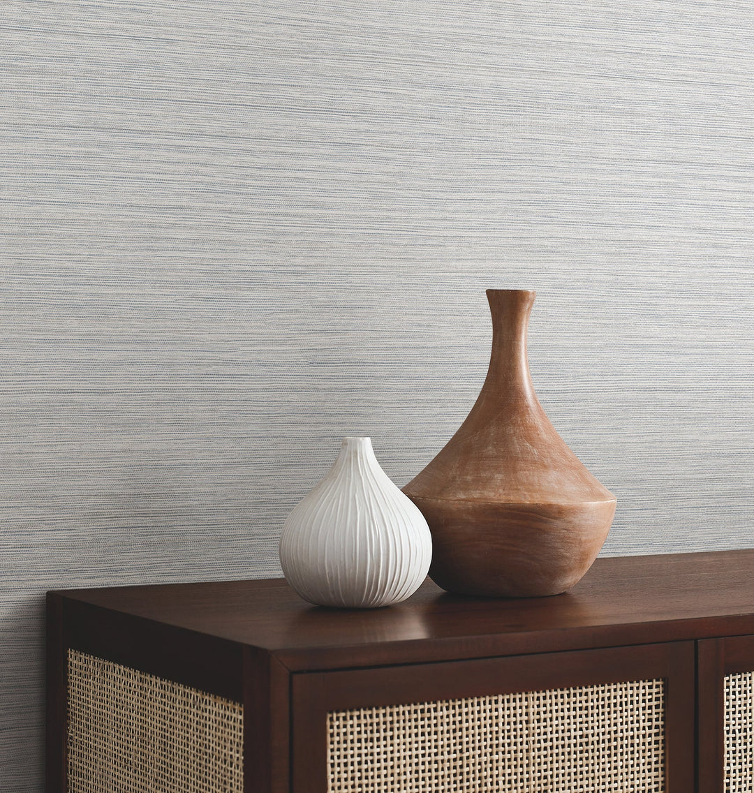 Mystic Sea Green Faux Grasscloth Wallpaper by York Wallcoverings Designer