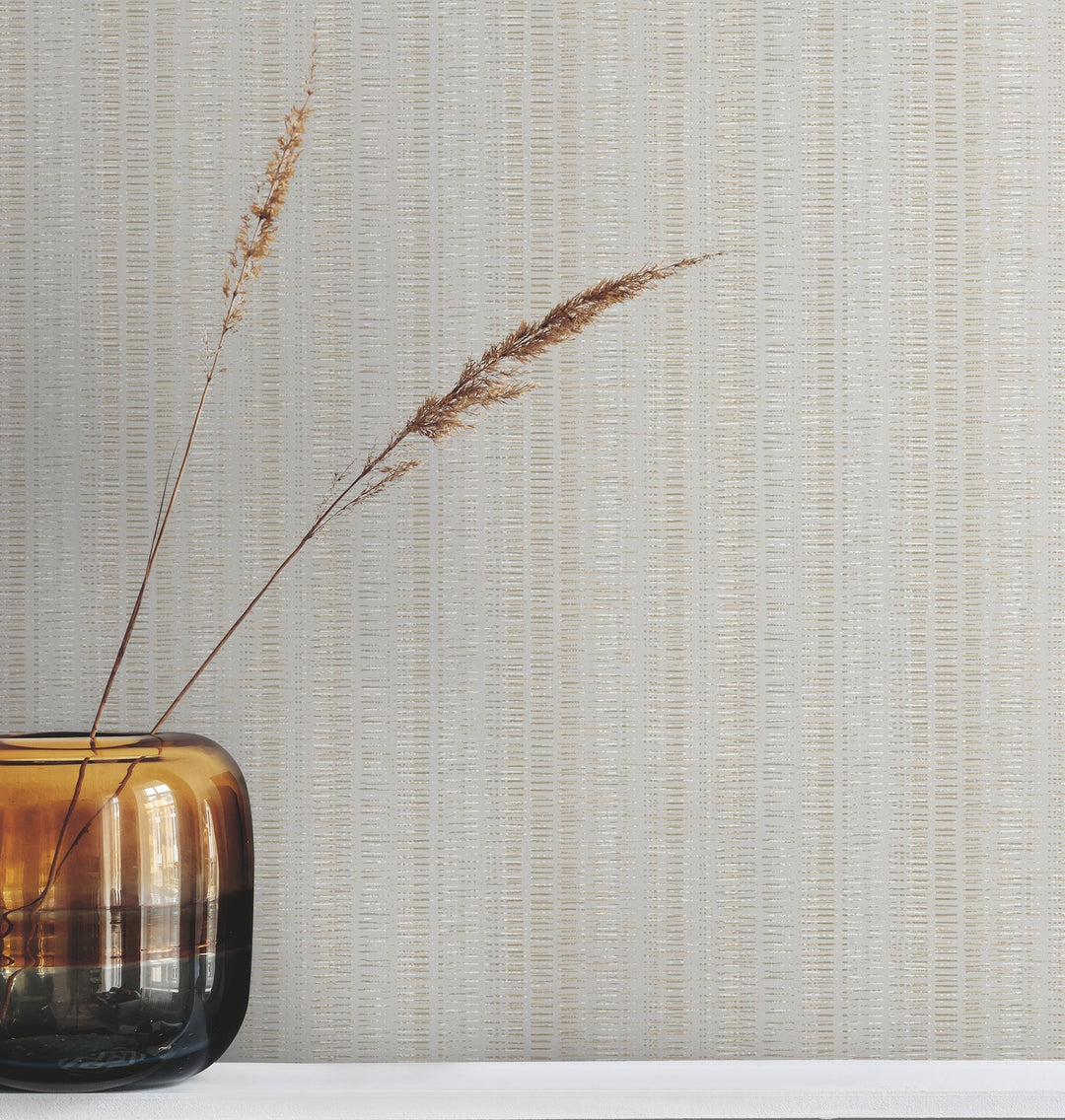 Line In The Sand Light Grey Woven Stripe Wallpaper by York Wallcoverings Designer