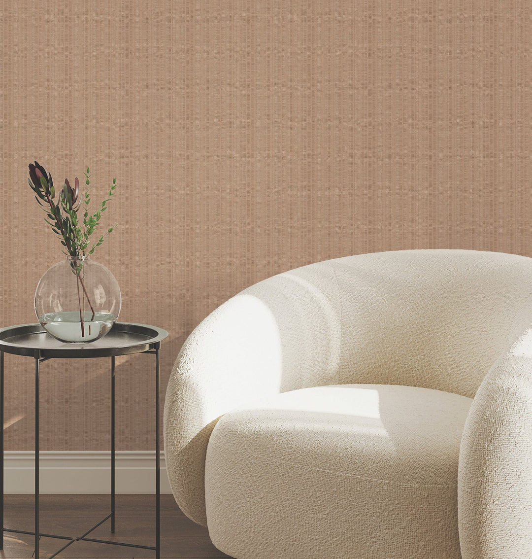 Line In The Sand Salmon Woven Stripe Wallpaper by York Wallcoverings Designer