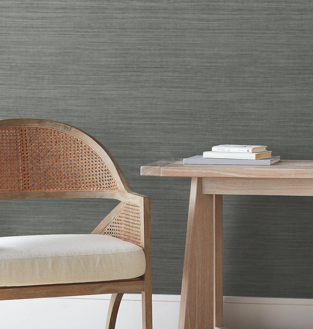 Silk Essence Turquoise Faux Fabric Wallpaper by York Wallcoverings Designer