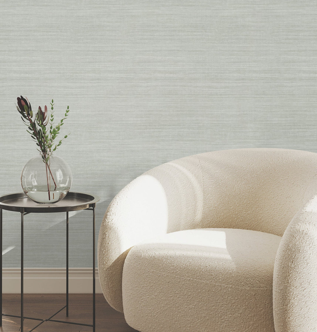 Silk Essence Light Green Faux Fabric Wallpaper by York Wallcoverings Designer