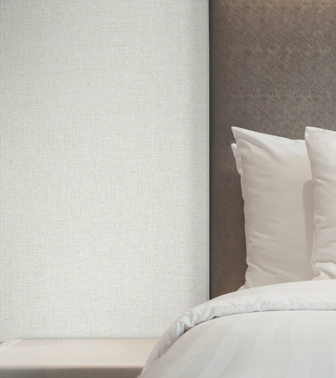 Heathered Linen Off-White Faux Fabric Wallpaper by York Wallcoverings Designer