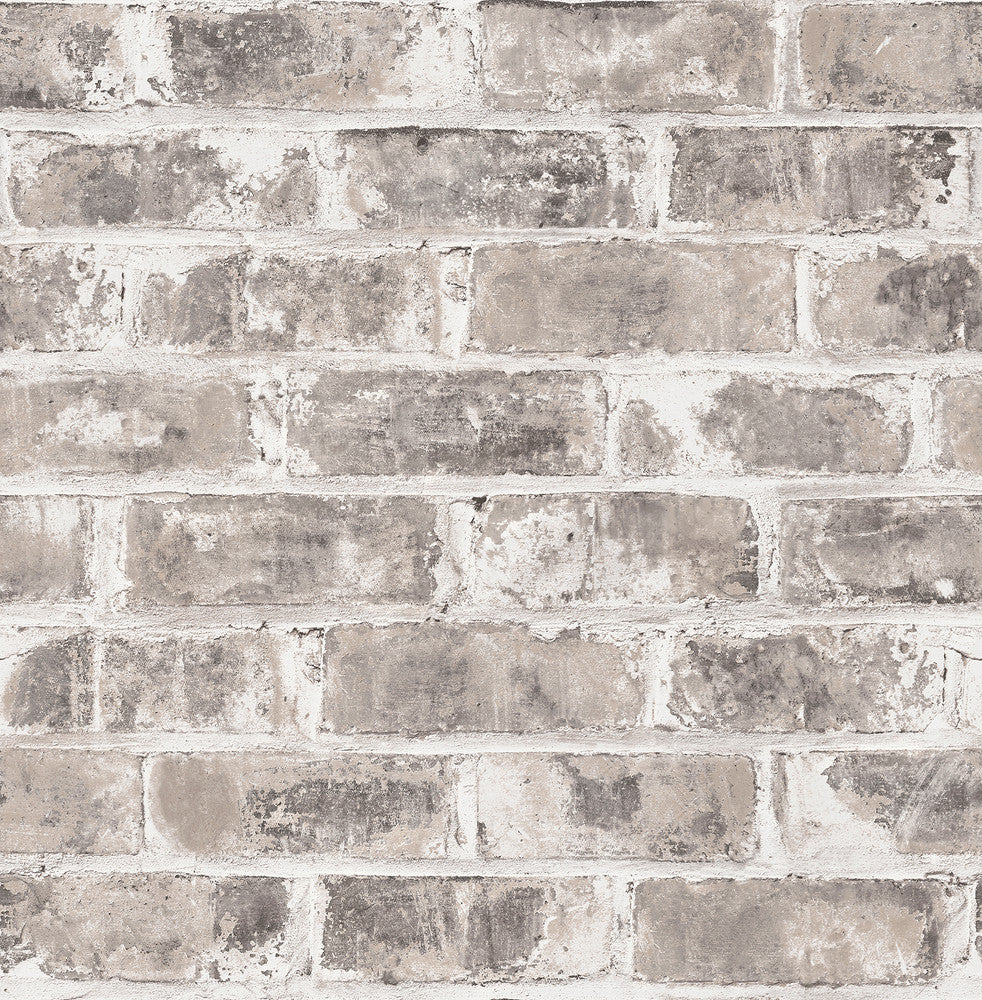 Jomax Grey Warehouse Brick Wallpaper by Brewster Brewster Essentials Covers about 56.4 square feet 20.5-in by 33-ft long roll Unpasted 20.9 - Fabric Carolina -