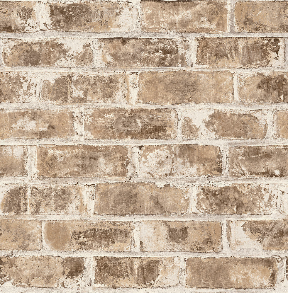 Jomax Neutral Warehouse Brick Wallpaper by Brewster Brewster Essentials Covers about 56.4 square feet 20.5-in by 33-ft long roll Unpasted 20.9 - Fabric Carolina -