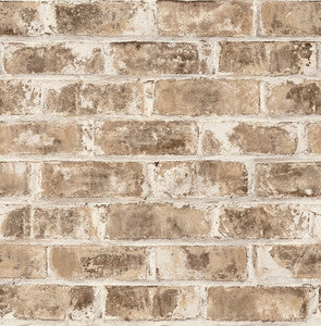 Jomax Neutral Warehouse Brick Wallpaper by Brewster