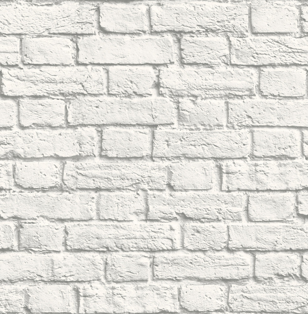 Cologne White Painted Brick Wallpaper by Brewster Brewster Essentials Covers about 56.4 square feet 20.5-in by 33-ft long roll Unpasted 20.9 - Fabric Carolina -