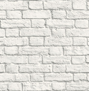 Cologne White Painted Brick Wallpaper by Brewster