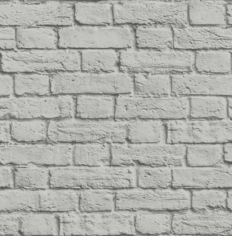 Cologne Grey Painted Brick Wallpaper by Brewster Brewster Essentials Covers about 56.4 square feet 20.5-in by 33-ft long roll Unpasted 20.9 - Fabric Carolina -