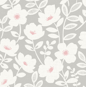 Bergman Pink Scandi Flower Wallpaper by Brewster