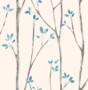 Ingrid Blue Scandi Tree Wallpaper by Brewster