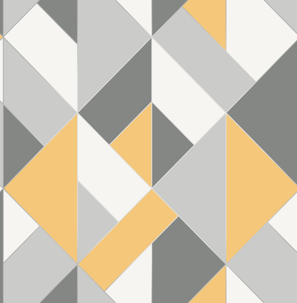 Delano Yellow Structured Geo Wallpaper by Brewster Brewster Essentials Covers about 56.4 square feet 20.5-in by 33-ft long roll Unpasted 20.9 - Fabric Carolina -