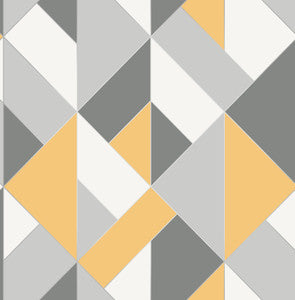 Delano Yellow Structured Geo Wallpaper by Brewster
