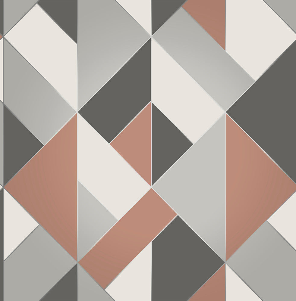 Delano Copper Structured Geo Wallpaper by Brewster Brewster Essentials Covers about 56.4 square feet 20.5-in by 33-ft long roll Unpasted 20.9 - Fabric Carolina -