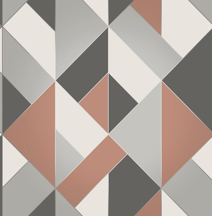 Delano Copper Structured Geo Wallpaper by Brewster Brewster Essentials Covers about 56.4 square feet 20.5-in by 33-ft long roll Unpasted 20.9 - Fabric Carolina -