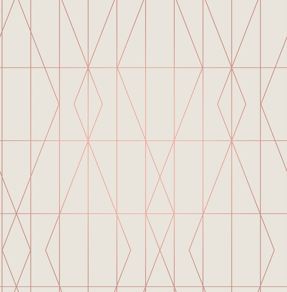 LeVeque Cream Deco Diamond Geo Wallpaper by Brewster Brewster Essentials Covers about 56.4 square feet 20.5-in by 33-ft long roll Unpasted 20.9 - Fabric Carolina -