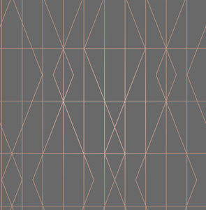 LeVeque Charcoal Deco Diamond Geo Wallpaper by Brewster