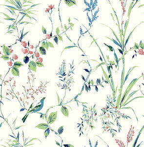 Mariko Green Botanical Wallpaper by Brewster