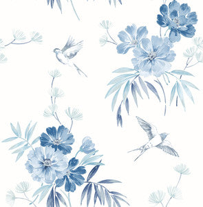 Deja Blue Floral Wallpaper by Brewster