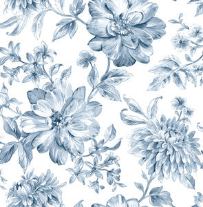 Gabriela Blue Floral Wallpaper by Brewster