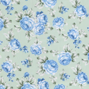Valerie Blue Kiwi by Norbar Designer Fabric ROMANCE 100% COTTON INDIA 17 7/8"V 54 3/4"H 55" - Swanky Fabrics -