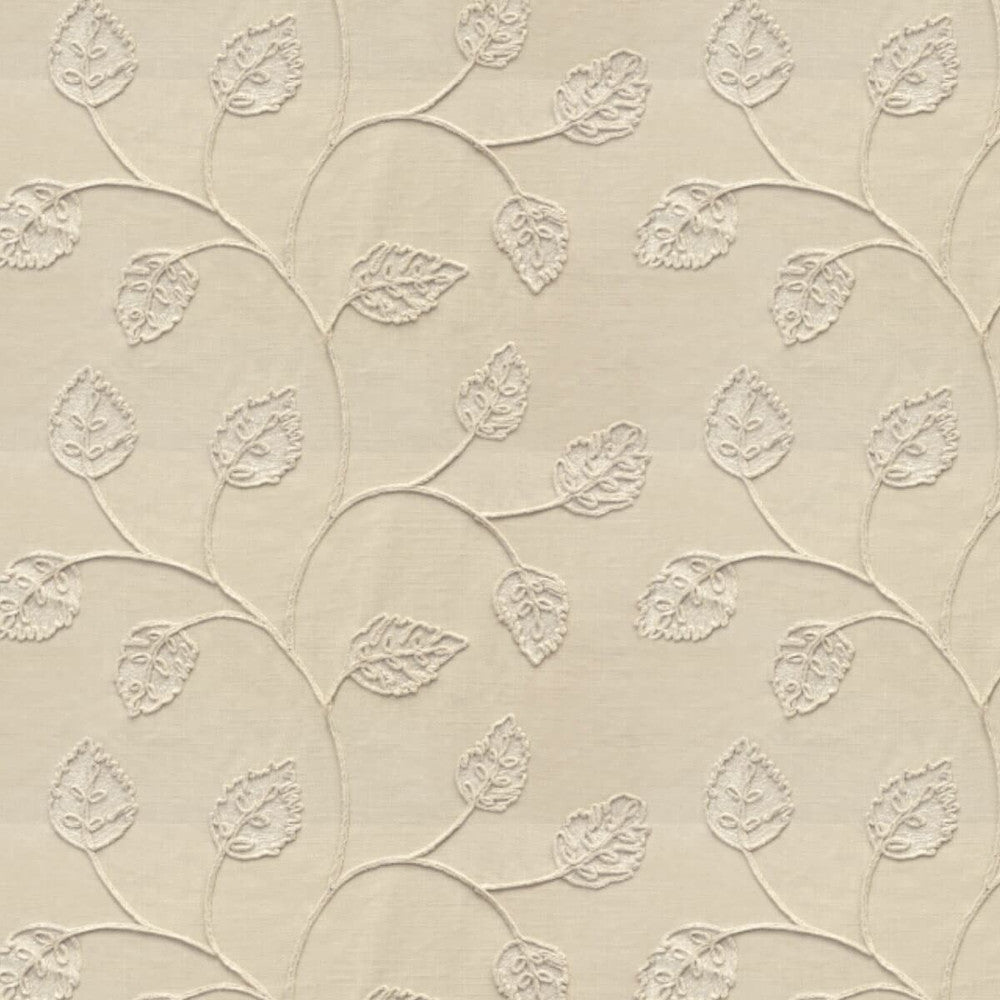Valuation 1 Driftwood by Stout Fabric COLOR MY WINDOW EMBROIDERY/SNOW 52%POL 48%COT %PEMB INDIA Horizontal: 17.375 and Vertical: 9.5 51.5 in - Fabric Carolina -