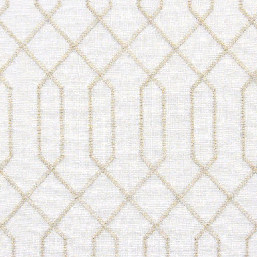 Varanasi # 530 Sand by Maxwell Fabric Sheer Paths 100% POLYESTER TURKEY V-6.1" H-2.1" 118" EMB. WIDTH 110" - Fabric Carolina -