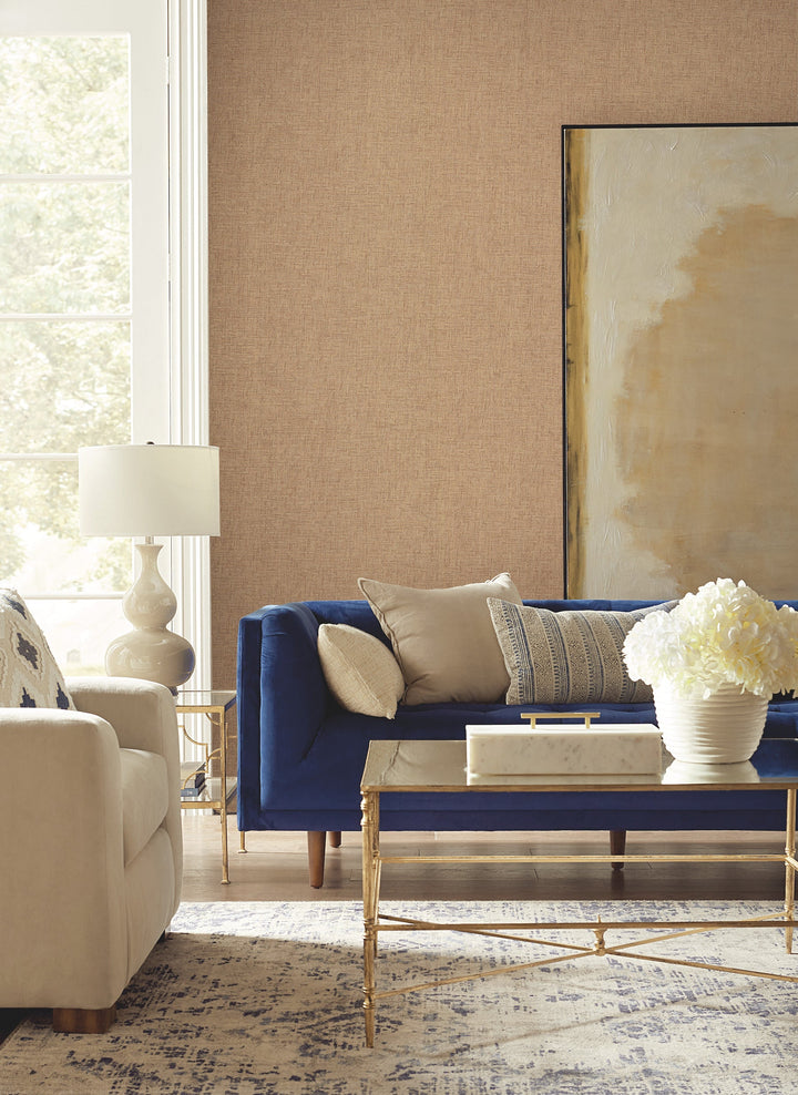 Interlocking Weave Sisal Grasscloth Brown Wallpaper by York Wallcoverings Designer