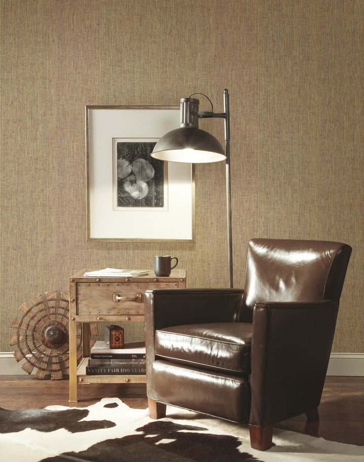 Woven Crosshatch Ramie Grasscloth Beige Wallpaper by York Wallcoverings Designer
