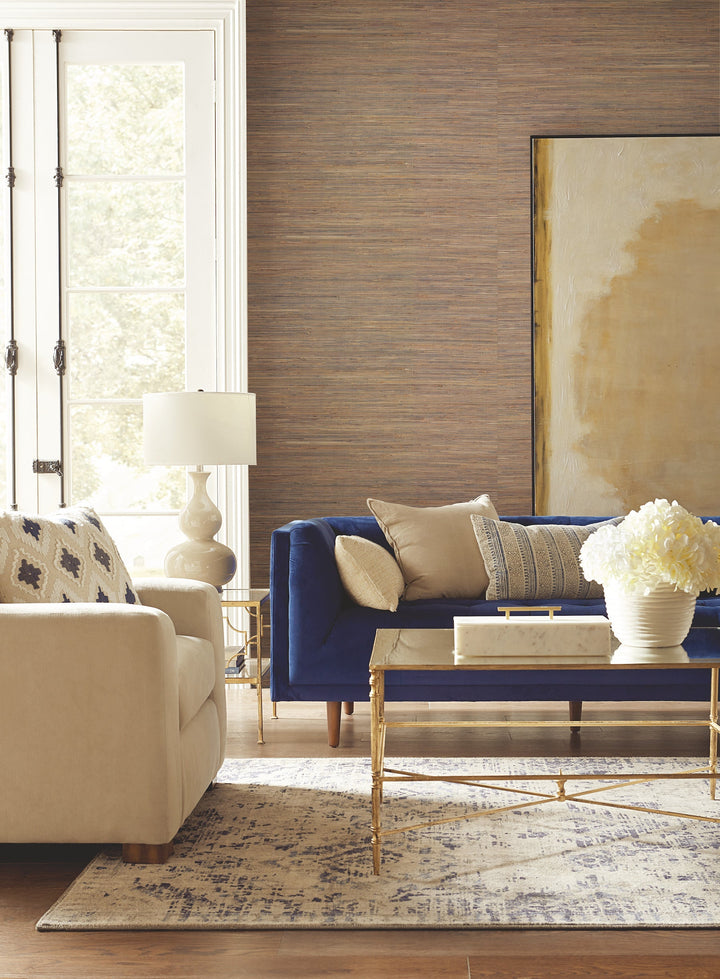 Knotted Grass Brown Wallpaper by York Wallcoverings Designer