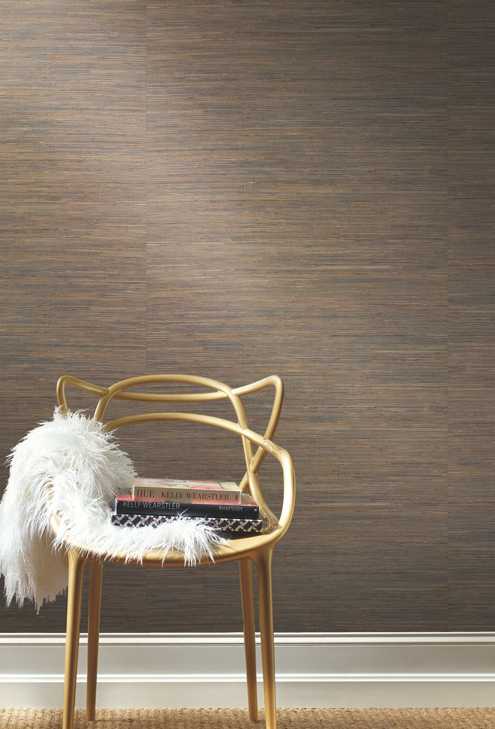 Knotted Grass Brown Wallpaper by York Wallcoverings Designer